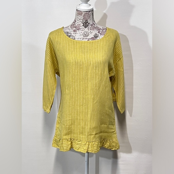 LUNGO L’ARNO Yellow with white stripes tunic size L. - Picture 8 of 13